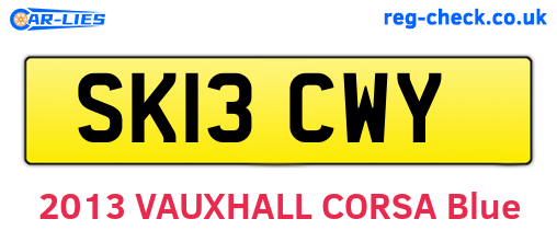 SK13CWY are the vehicle registration plates.
