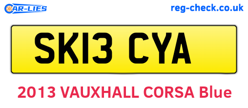 SK13CYA are the vehicle registration plates.