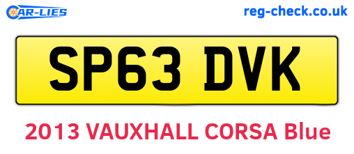 SP63DVK are the vehicle registration plates.