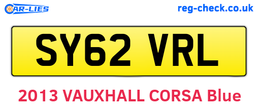 SY62VRL are the vehicle registration plates.