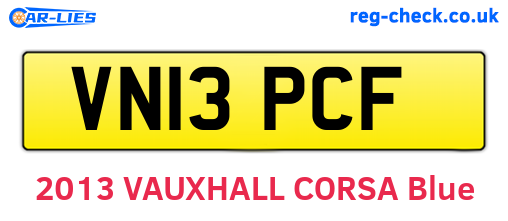 VN13PCF are the vehicle registration plates.