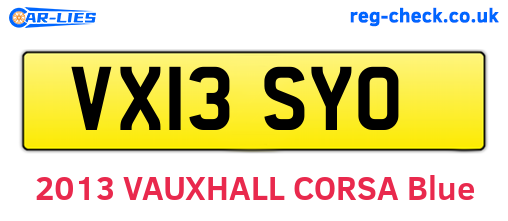 VX13SYO are the vehicle registration plates.