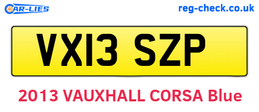 VX13SZP are the vehicle registration plates.