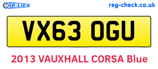 VX63OGU are the vehicle registration plates.