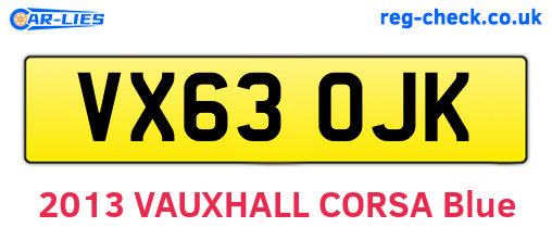 VX63OJK are the vehicle registration plates.