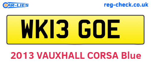 WK13GOE are the vehicle registration plates.