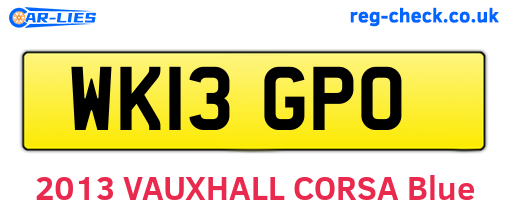 WK13GPO are the vehicle registration plates.