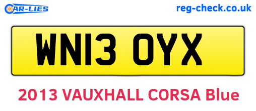 WN13OYX are the vehicle registration plates.