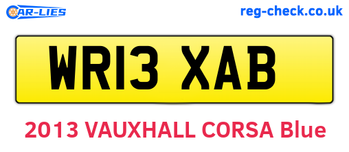 WR13XAB are the vehicle registration plates.