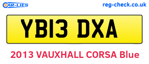 YB13DXA are the vehicle registration plates.