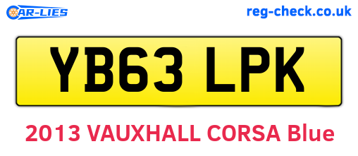 YB63LPK are the vehicle registration plates.