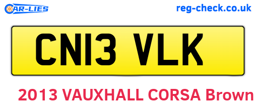 CN13VLK are the vehicle registration plates.