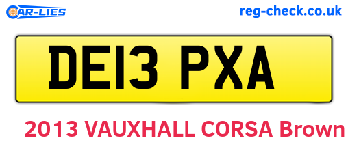 DE13PXA are the vehicle registration plates.
