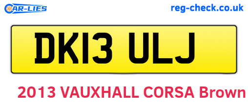 DK13ULJ are the vehicle registration plates.
