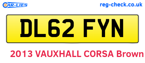 DL62FYN are the vehicle registration plates.