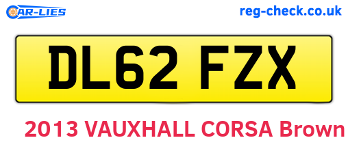 DL62FZX are the vehicle registration plates.