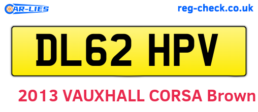 DL62HPV are the vehicle registration plates.