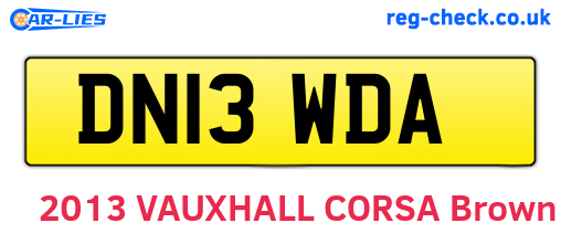 DN13WDA are the vehicle registration plates.