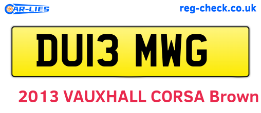 DU13MWG are the vehicle registration plates.