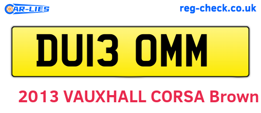DU13OMM are the vehicle registration plates.