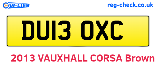 DU13OXC are the vehicle registration plates.