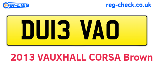 DU13VAO are the vehicle registration plates.