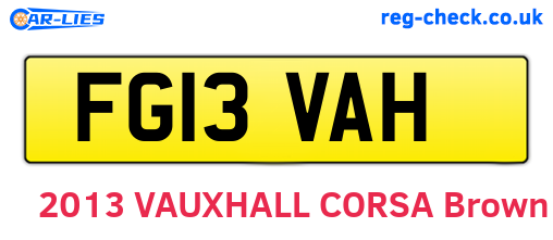 FG13VAH are the vehicle registration plates.