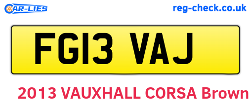 FG13VAJ are the vehicle registration plates.