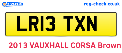 LR13TXN are the vehicle registration plates.