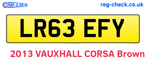 LR63EFY are the vehicle registration plates.