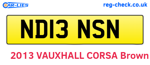 ND13NSN are the vehicle registration plates.