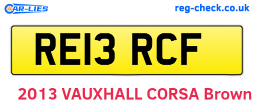 RE13RCF are the vehicle registration plates.