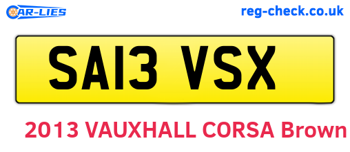 SA13VSX are the vehicle registration plates.