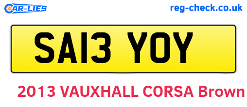 SA13YOY are the vehicle registration plates.