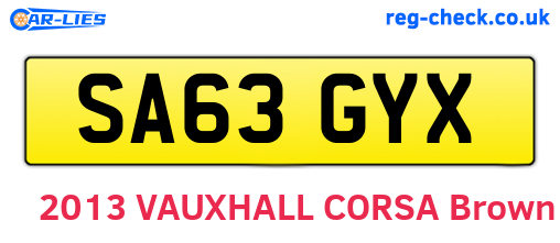 SA63GYX are the vehicle registration plates.