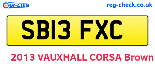SB13FXC are the vehicle registration plates.