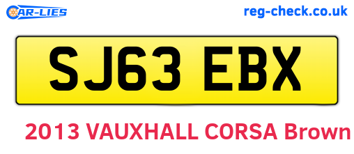 SJ63EBX are the vehicle registration plates.