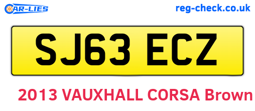 SJ63ECZ are the vehicle registration plates.