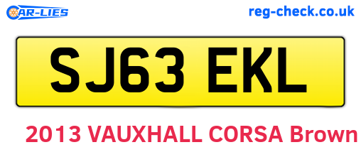 SJ63EKL are the vehicle registration plates.