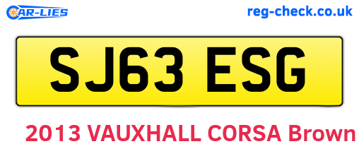 SJ63ESG are the vehicle registration plates.