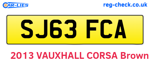SJ63FCA are the vehicle registration plates.
