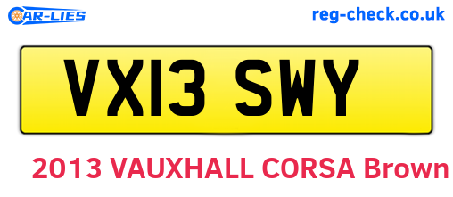 VX13SWY are the vehicle registration plates.