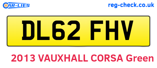 DL62FHV are the vehicle registration plates.