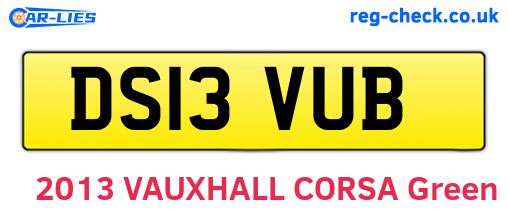 DS13VUB are the vehicle registration plates.