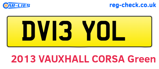 DV13YOL are the vehicle registration plates.
