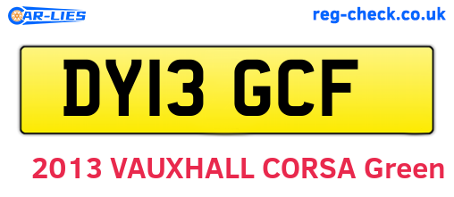DY13GCF are the vehicle registration plates.