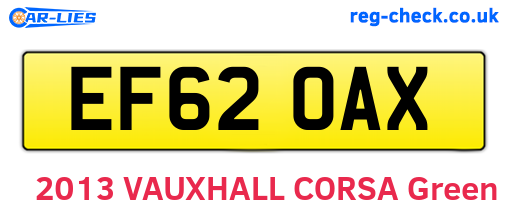 EF62OAX are the vehicle registration plates.