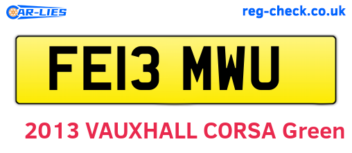 FE13MWU are the vehicle registration plates.
