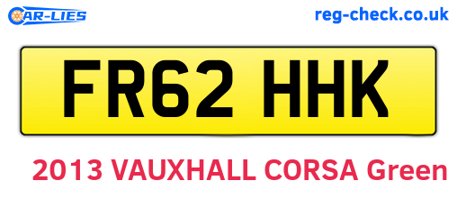 FR62HHK are the vehicle registration plates.