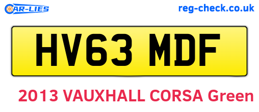 HV63MDF are the vehicle registration plates.